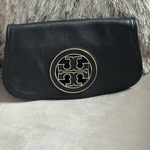Tory Burch Black Leather Reva Clutch